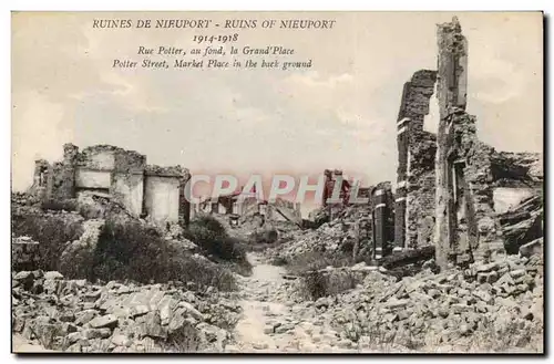 Ansichtskarte AK Belgique Nieuport Les ruines Rue Potier au fond la grand place