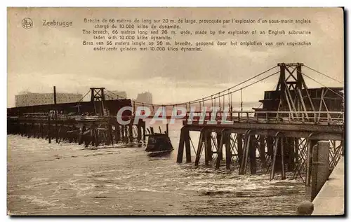 Cartes postales Belgique Zeebrugge Breched e 66 metres de long provoquee par l&#39explosion d&#39un sous marin a