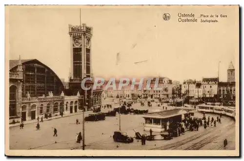 Ansichtskarte AK Belgique Ostende Place de la gare