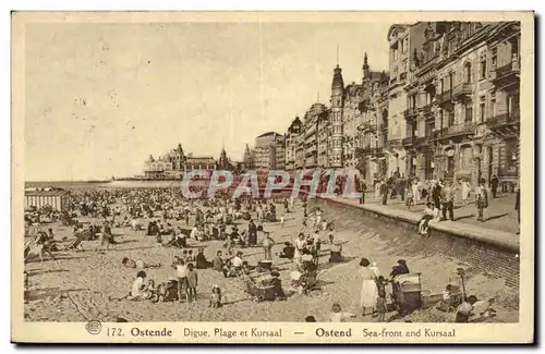 Ansichtskarte AK Belgique Ostende Digue plage et kursaal