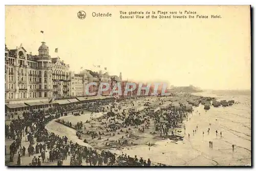 Cartes postales Belgique Ostende Vue generale de la plage vers le Palace