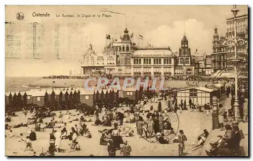 Cartes postales Belgique Ostende Le Kursaal la digue et la plage