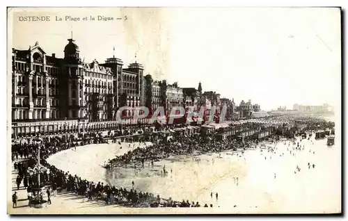 Cartes postales Belgique Ostende La plage et la digue