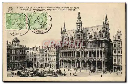 Cartes postales Belgique Bruxelles Grand place Maison du roi Marche aux fleurs