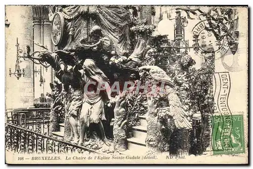Cartes postales Belgique Bruxelles La chaire de l&#39eglise Sainte Gudule (detail)