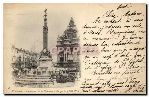 Cartes postales Belgique Bruxelles Monument a la memoire d&#39Anspach