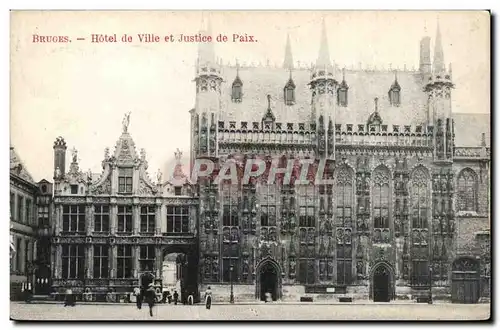 Cartes postales Belgique Bruges Hotel de ville et justice et paix