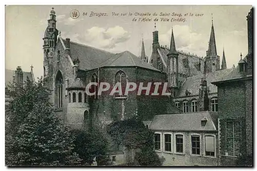 Cartes postales Belgique Bruges Vue sur la chapelle du Saint Sang et la cour de l&#39hotel de ville