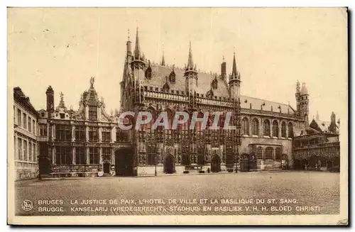 Ansichtskarte AK Belgique Bruges La justice de paix l&#39hotel de ville et la basilique du St Sang