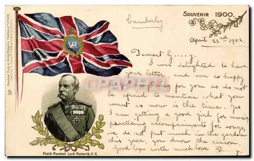 Grande Bretagne Great BRitain Cartes postales Fantaisie Souvenir 1900 Fiedl marshal lord Roberts VC (militaria s