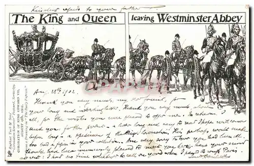 Grande Bretagne Great Britain Cartes postales London The king and queen leaving Buckingham Abbey