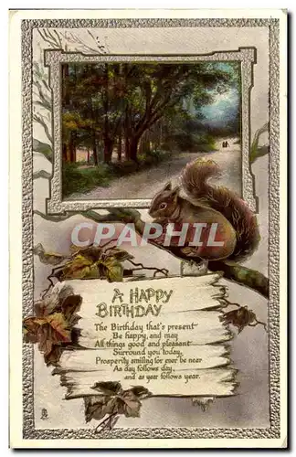 Cartes postales Fantaisie A happy birthday ecureuil squirel