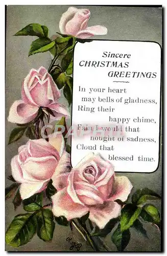 Grande Bretagne Great BRitain Cartes postales Fantaisie Christmas greetings roses fleurs