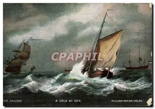 Grande Bretagne Great BRitain Cartes postales a gale at sea William vand e Belge National gallery