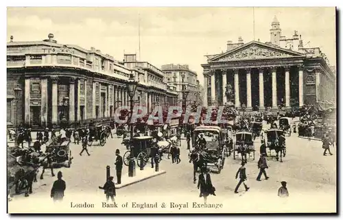 Grande Bretagne Great Britain Ansichtskarte AK Londres London Bank of England & Royal exchange (Bourse)