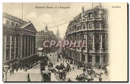 Grande Bretagne Great Britain Ansichtskarte AK Londres London Mansion house & Cheapside