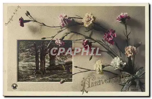 Fantaisie - Fete - Anniversaire - 1915 - Fleurs - Carnation - Cartes postales