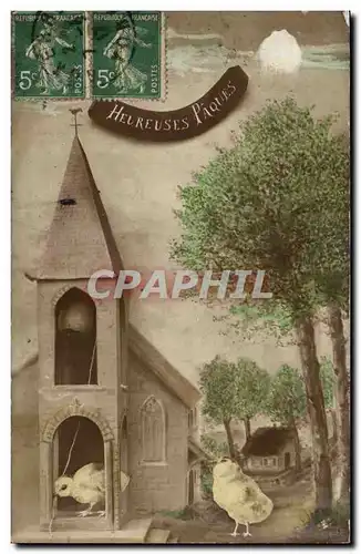 Fantaisie - Heureuse Fete - Humour - poulet - Cartes postales