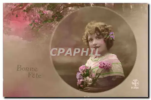 Fantaisie - Enfant - Jolie Fille avec fleurs - darling girl with curly hair - - Cartes postales