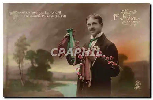 Fantaisie - Fete - 1er avril - poisson - - Cartes postales