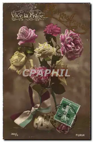 Fantaisie - bouquet - Bonne Annee - Vive la France - Cartes postales