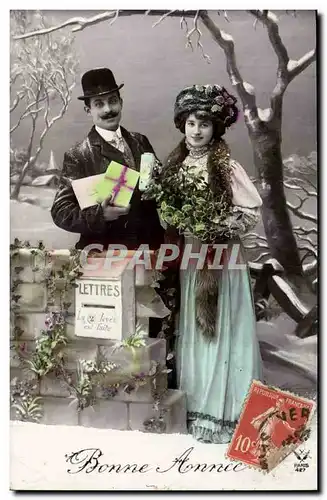 Fantaisie - Couple - Bonne Annee - Boitre a Lettres - Poste - Cartes postales