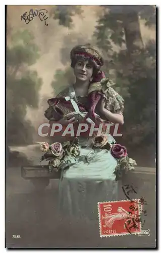 Fantaisie - Femme avec poisson - 1 er Avril - la peche - Cartes postales