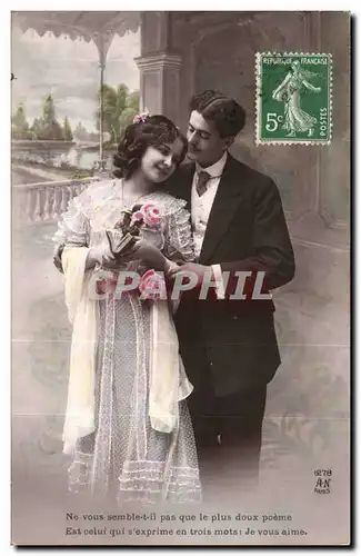 Fantaisie - Couple - Ne vous semble-t-it pas que le plus doux poeme - Cartes postales