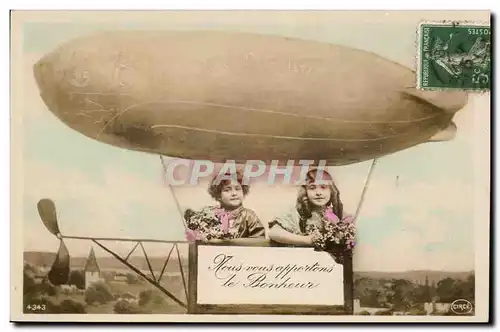 Fantaisie - Enfant - Zeppelin - Nous vous apportons le bonheur - Cartes postales