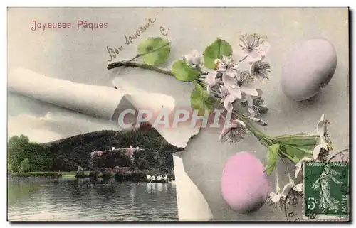 Fantaisie - Femme - Joyeuses Paques - oeufs - Happy Easter - Cartes postales
