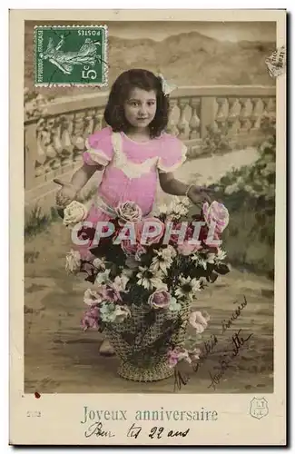 Fantaisie - Enfant - Darling child in oink dress - Joyeux Anniversaire - Cartes postales