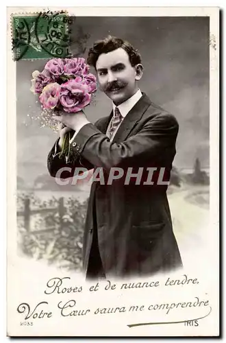 Fantaisie - Homme - Roses et du nuance tendre votre coeur saura me comprendre - Cartes postales -