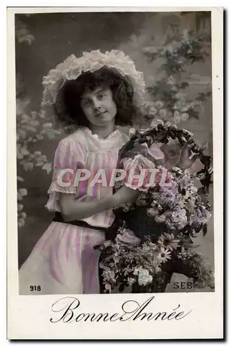 Fantaisie - Enfant - Bonne Annee - Child with small smile and curly hair - Cartes postales -