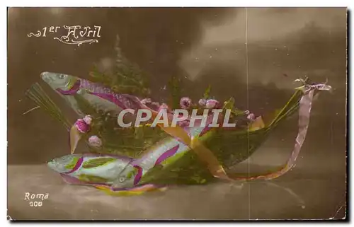 Fantaisie -Fete 1er Avril - les poisson - la peche - Cartes postales -
