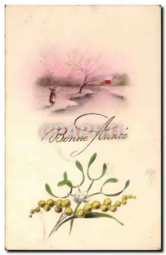 Fantaisie Fete - Bonne Annee - Holly branch - Cartes postales -