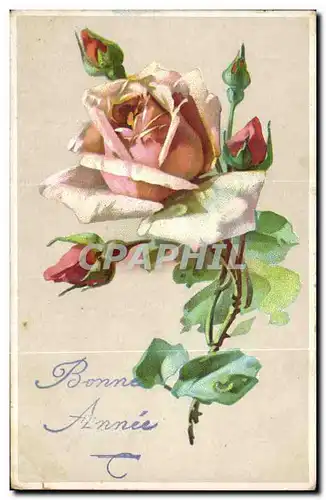 Fantaisie Fete - Bonne Annee - Les Roses - Ansichtskarte AK -