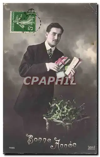 Fantaisie - Homme avec Cadeau - Bonne Annee Cartes postales