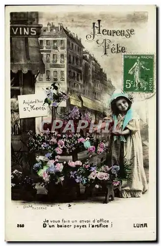 Fantaisie - Femme - St Henri - Enfant qui vend les les fleurs - cutie seling flowers - vins - Cartes postales