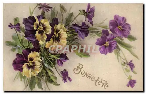 Fantaisie - Bonne Fete - Fleurs pensee - pansies - Ansichtskarte AK