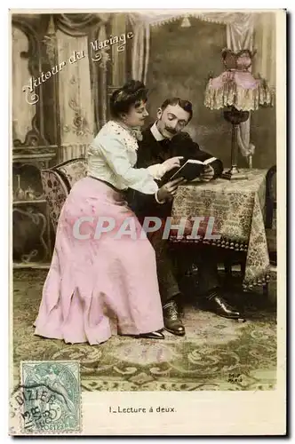 Fantaisie - Couple - Autour de Mariage du Mariage - Lecture a deux - Cartes postales