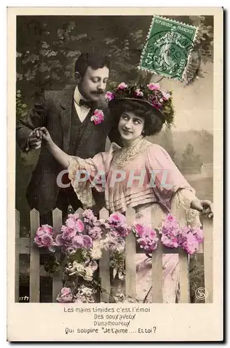 Fantaisie - Couple - Les Mains timides c&#39est l&#39emoi - Cartes postales