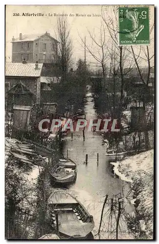 Alfortville Ansichtskarte AK Le ruisseau des marais en hiver