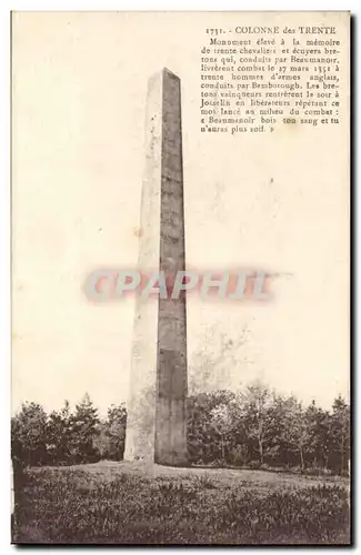 Cartes postales Colonne de Trente (eleve a la memoire des trente chevaliers et ecuyers bretons conduits par Beau