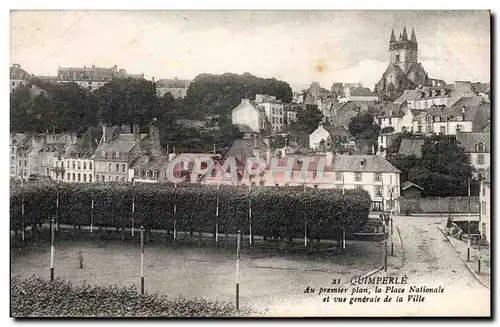 Quimperle Cartes postales Au premier plan la place Nationale et vue generale de la ville