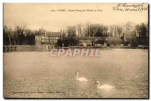 Flers - Grand Etang de l&#39Hotl de Vile - cygnes - swan - Cartes postales