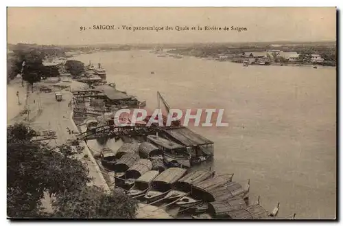 Vietnam - saigon - Vue panoramique des Quais et la Rivier de Saigon - Ansichtskarte AK