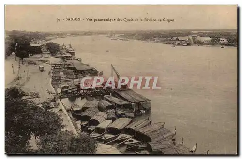 Vietnam - saigon - Vue panoramique des Quais et la Rivier de Saigon - Cartes postales