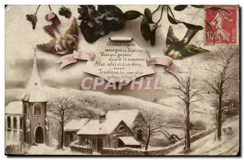 Voeux - Oiseaux legers messagers Zephirs Vous qui gardes du nid le souvenir - Cartes postales