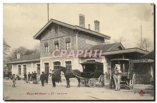 Parc Saint Maur Cartes postales La gare TOP (caleche chevaux)
