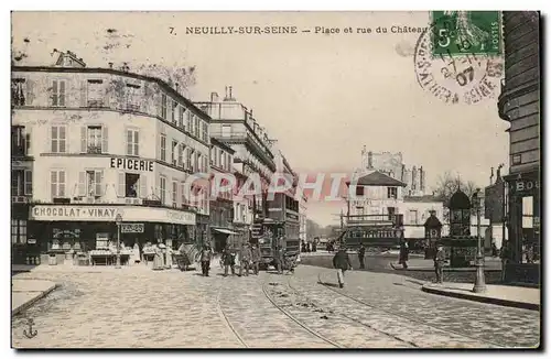 Neuilly sur Seine Cartes postales Place et rue du chateau (tramway)